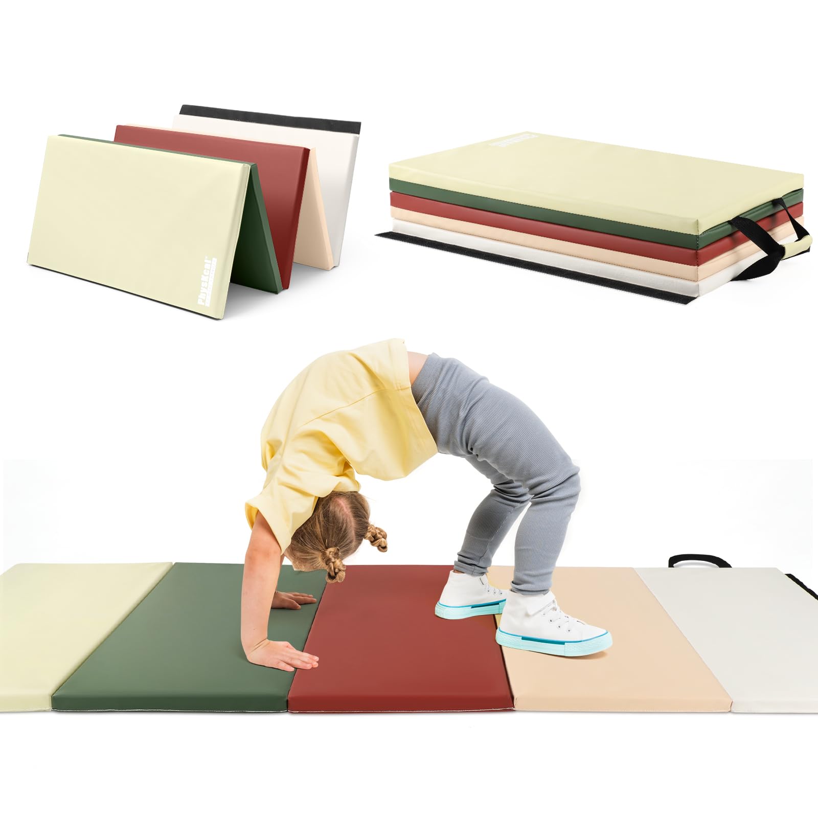 PhysKcal 5-Panel Folding Gymnastics Tumbling Mat with Carrying Handles, Thick Foldable Tumbling Mat for Kids, Padding, MMA, Gymnastics and Activity Play-image-17