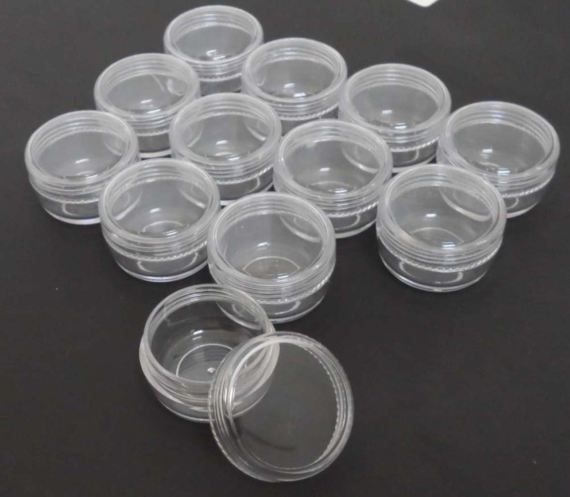 BIN BUDDY20mm Clear Plastic Gem Jars | Secure Screw-On Lids | Ideal for Gemstones & Craft Items | Set for Storage & Display