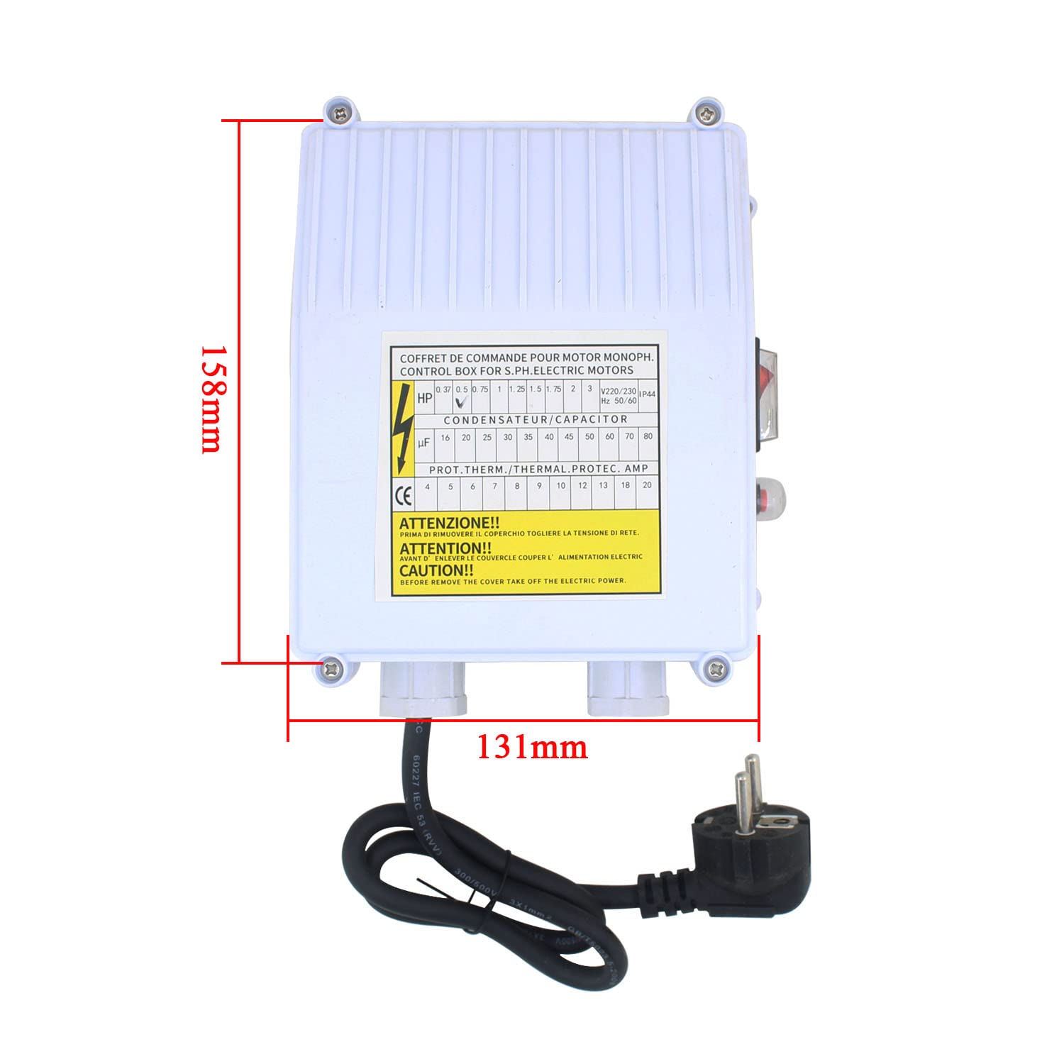 Pompa sommergibile piccola regolabile 220V Pompa sommergibile for pozzi profondi Scatola di controllo Interruttore monofase capacitivo esterno for immersioni(1100w)