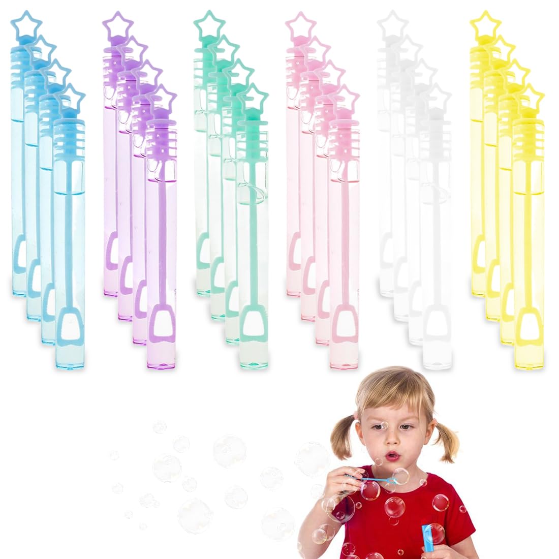 24 Stück Seifenblasen Stern Packung Bunte Bubbles,Mitgebsel Kindergeburtstag,Seifenblasen mit Stern Design,für Kindergeburtstag Bubble Geschenke Hochzeit Party,Keine Flüssigkeit(6 Farben)