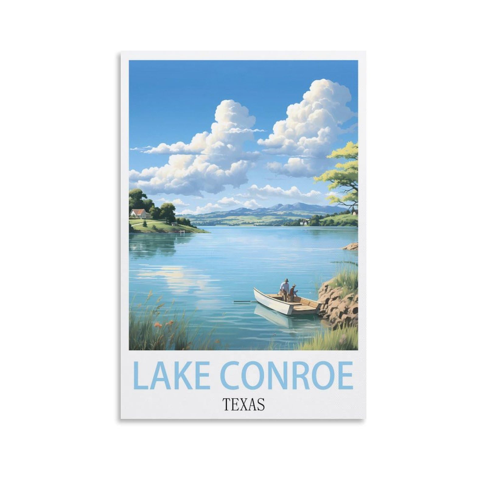 EZMLFA Diamond Painting Art Kits,Lake Conroe Texas,5D Diamond Painting Kit for Adults Beginners, DIY Full Round Drill Gem Art Kits for Home Decor 50x60cm