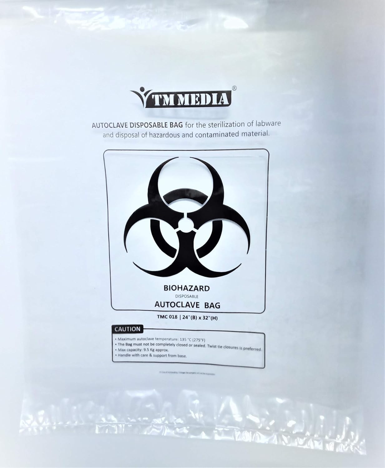 TM Media - Disposable Autoclavable Bags| Size : (H) 32” X (B) 24” | Clear, transparent autoclavable disposable bag, maximum weight holding capacity: 9.5 kg, Pack of 100 Bags-image-45