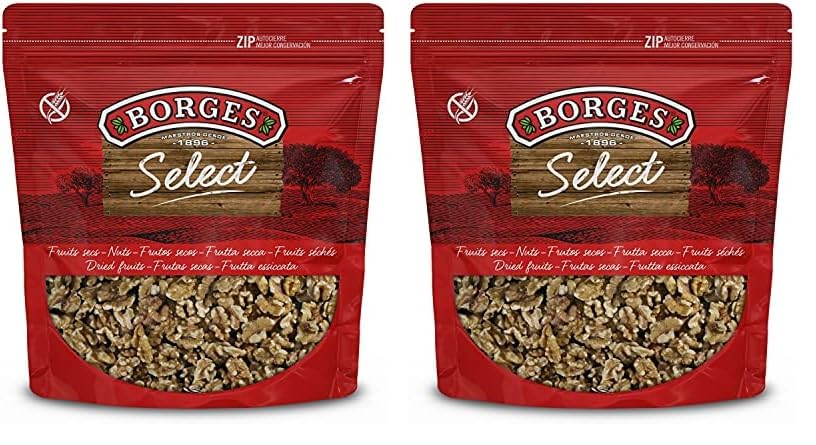Borges Nueces de California en Grano Seleccióny, Alto Contenido en Omega 3, Ricas en Antioxidantes, Fibra y Fuente de Magnesio y Fósforo, Frutos Secos Sin Gluten, Nuez, 1 Kg (Paquete de 2)