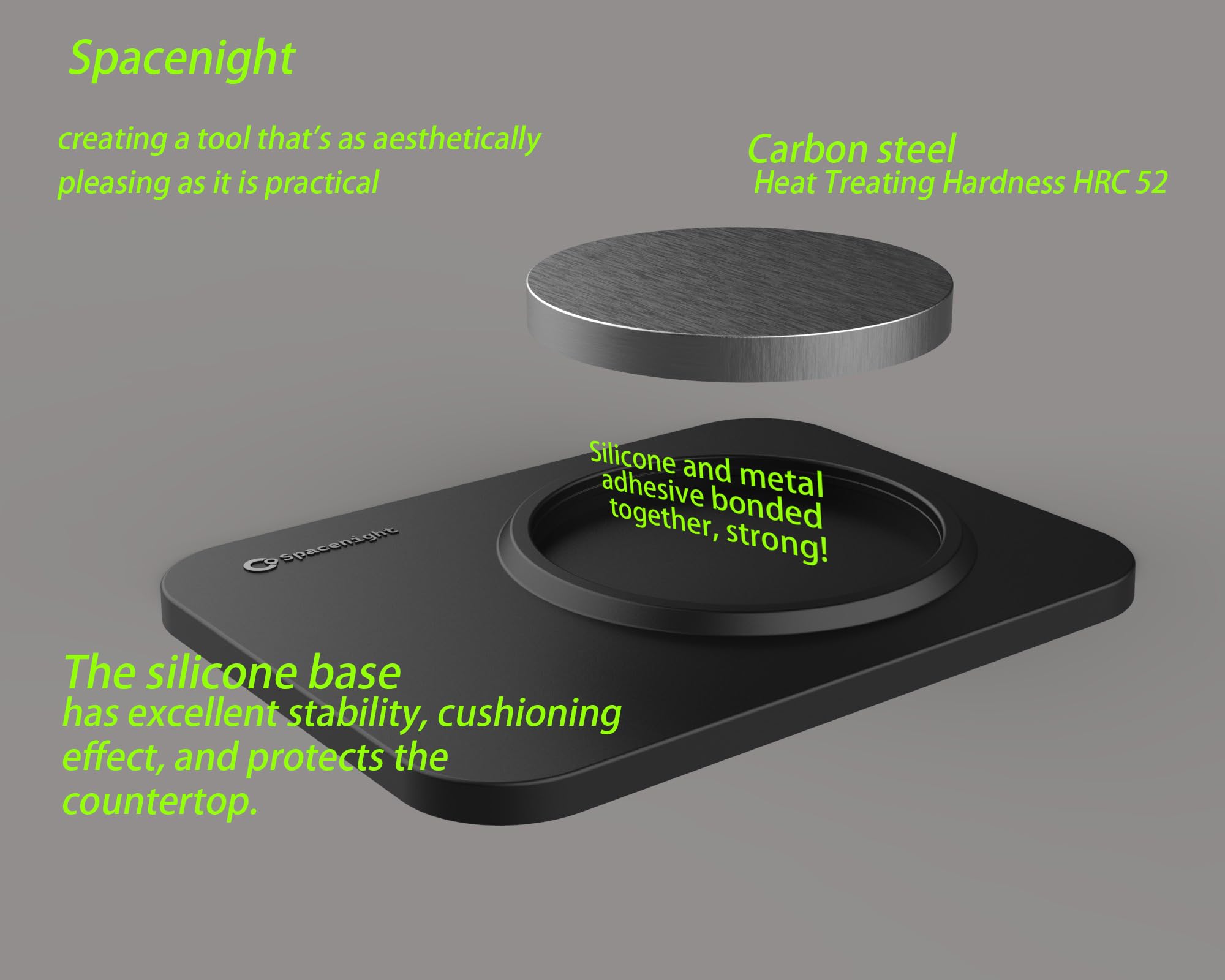 Steel Bench Block, Flat Anvil Metal Stamping Kit, Heat Treating HRC 52, Black Oxide, with Integrated Silicone Base for Stamping, Hand Engraving, Grinding and Polishing (Black)