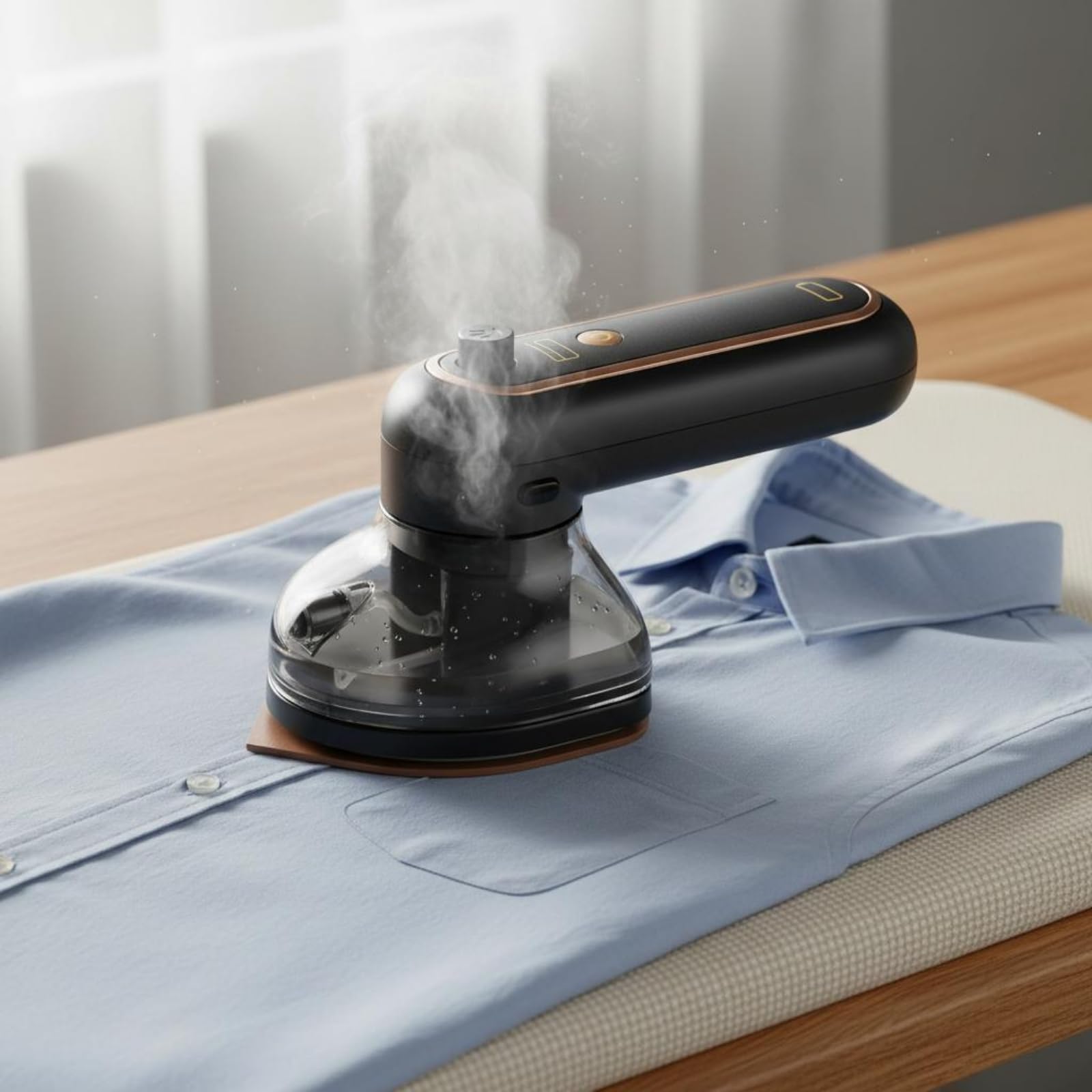 Portátil Plancha Inalámbrica de Viaje izador de Prendas Mini Plancha con Diseño Portátil y Carga USB para Camisas y Tejidos Adecuada para Salidas Reuniones Trabajo, Negro