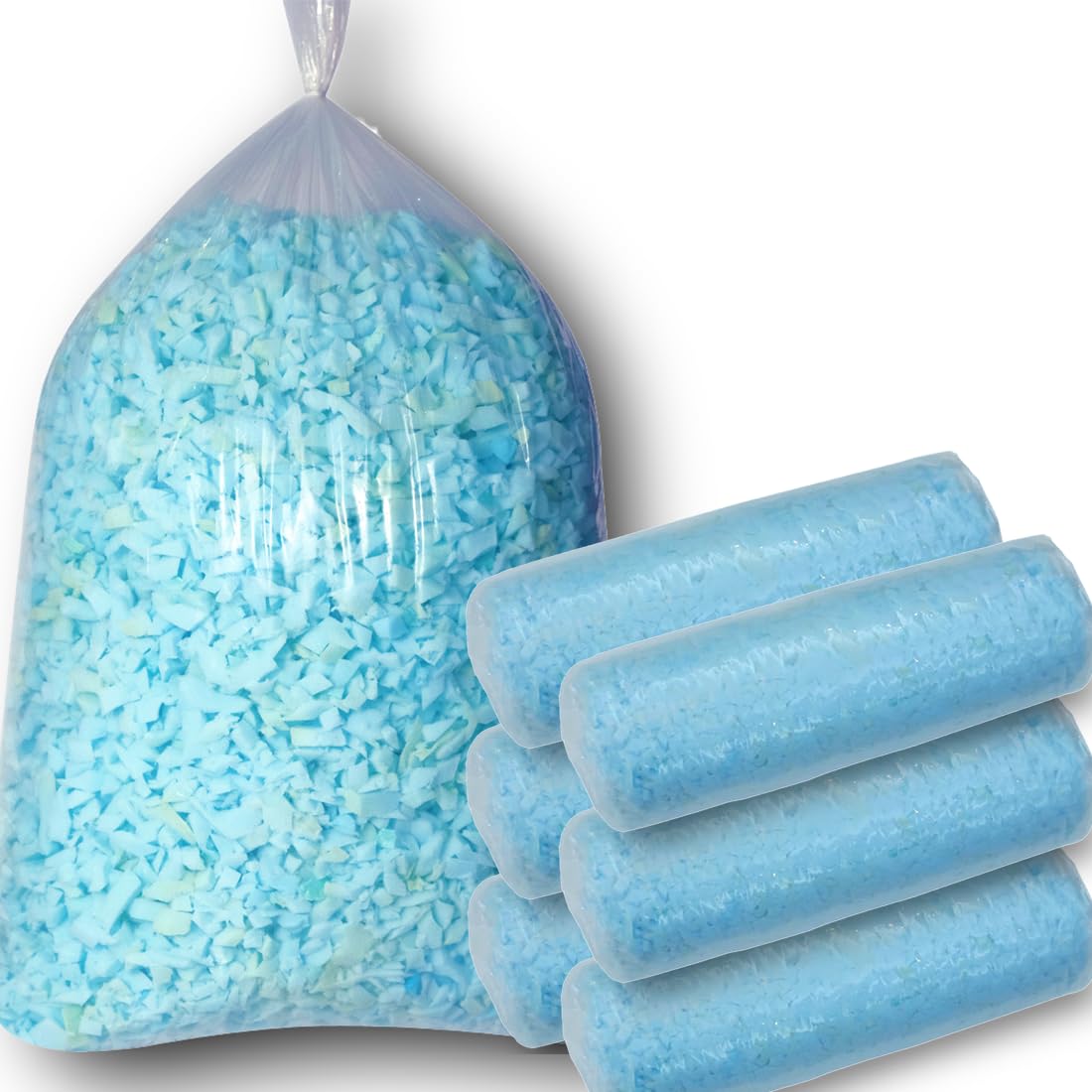 NiceLady Shredded Memory Foam Filling for Bean Bag Filler Foam Refill for Pillow Dog Beds Chairs Cushions and Arts Crafts, Added Gel Particles (Blue,30 LBS)…