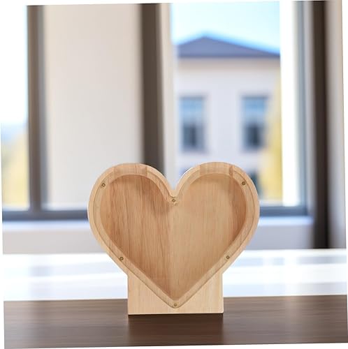 Miniatura 3 de Toyvian Alcancía de madera transparente con forma de corazón, caja de ahorro de dinero para niños adultos, día de la madre, regalo de cumpleaños,