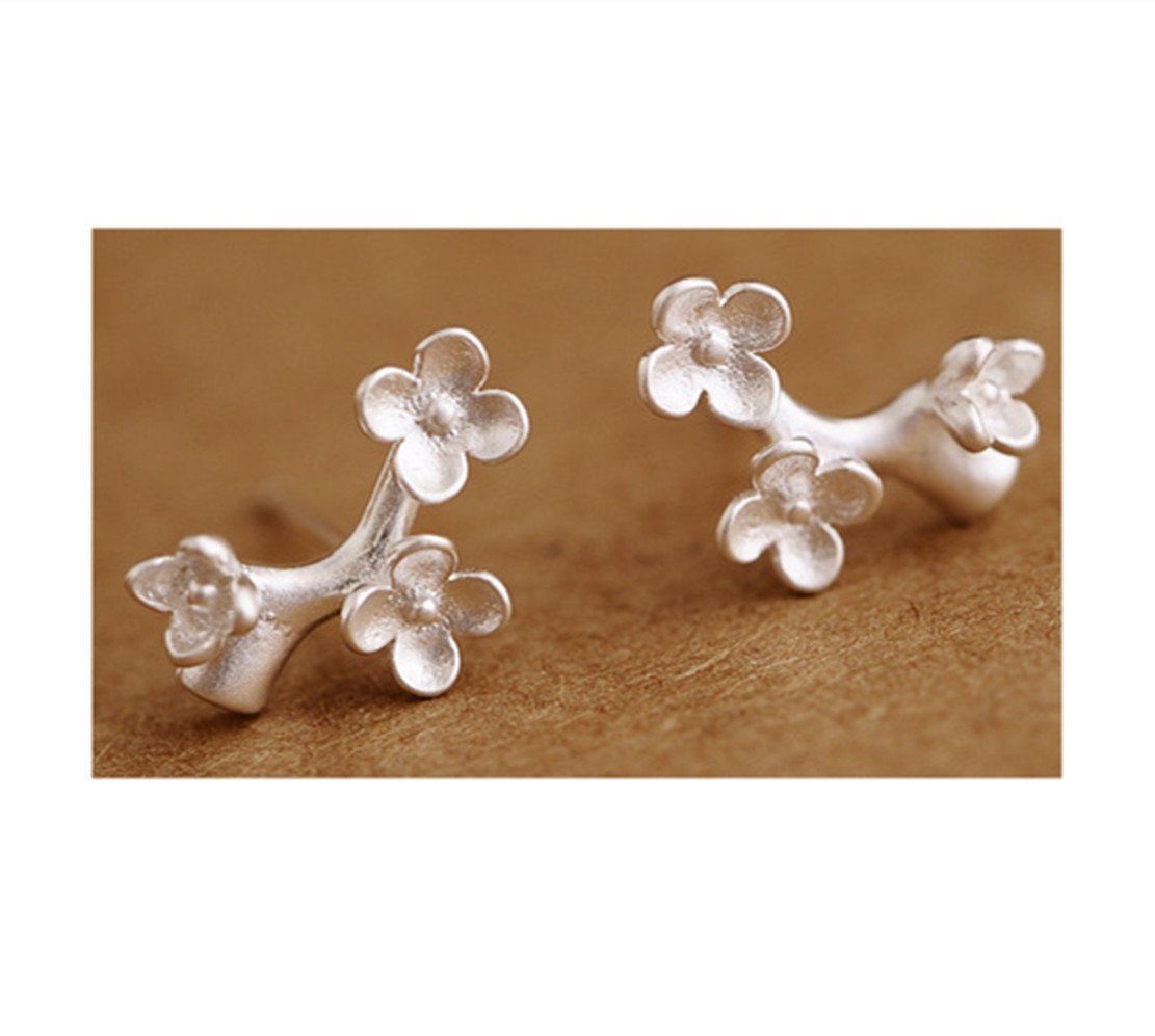 Real 925 Sterling Silver Earring Studs with Romantic Lovely Flower ShapeGifts Present For Women Ladies Mum Girls Friends With Fashion Box