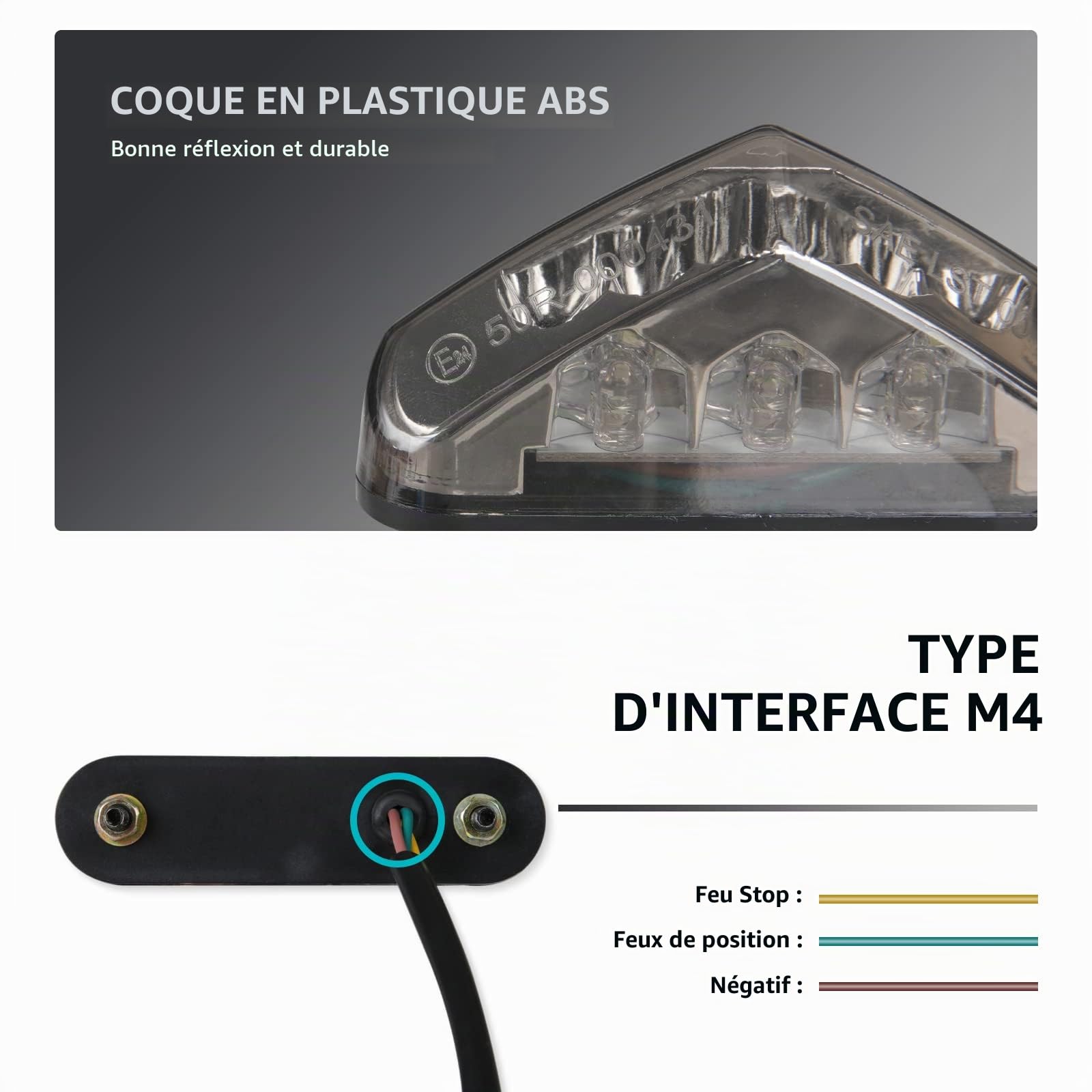 DREAMIZER Feu arrière de frein de moto, 12V 9LED E-Approved Arrêt de moto en cours d'exécution Feu arrière universel pour motos ATV Dirt Bike Scooter.