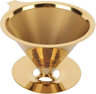 Filtro de café reutilizável, filtro de café de aço inoxidável, filtro de funil de gotejador de café, ouro e mel, copo de filtro de café