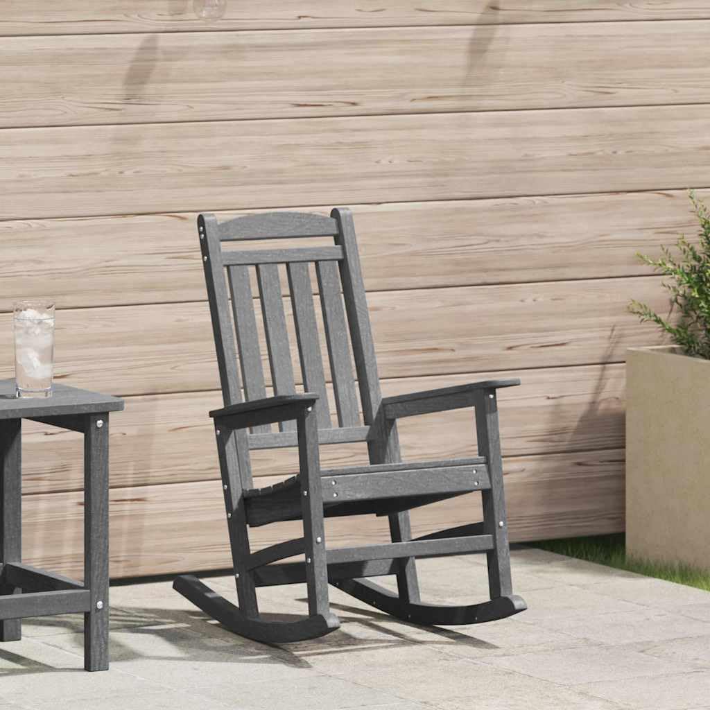 vidaXL Schaukelstuhl für den Garten Hellgrau 92 x 70 x 108cm HDPE, Garten und Terrasse, Moderne Möbel, ergonomischer Sitz, wetterfester Schaukelstuhl, Cooler Lounger