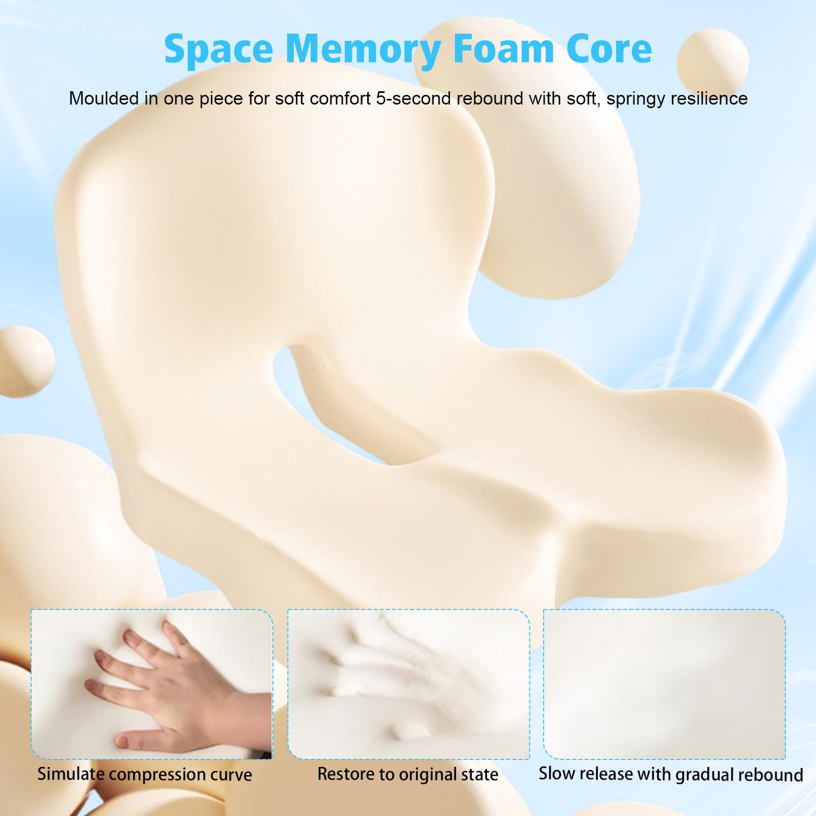 Cuscino Ortopedico con Schienale, Cuscino Integrato a Forma di L | Memory Foam e Poliestere, Per Sedia Ufficio e Auto, Fodera Lavabile, Supporto Lombare, Grigio