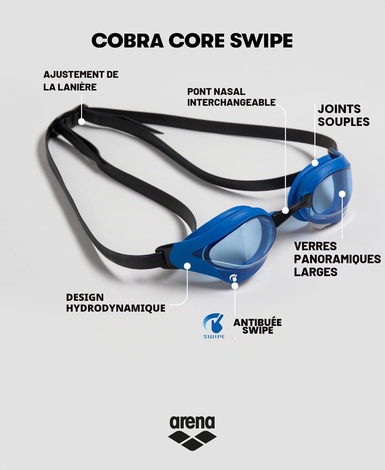 arena Cobra Core Swipe Lunettes de natation Mixte (lot de 1)