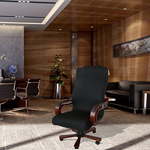 Stretchable Removable Resilient Chair Covers Computer Swivel Chair Cover Universal Armchair Cover Slipcover for Office Rotating Chair Dinning Chair Modern Simplism Style (No Chairs) (Black) - Image 4