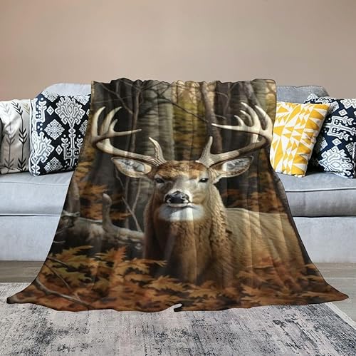 Homicozi MT-0859 Camo Buck Deer Blanket For Bed, Woodland Throw Blanket thumb #1