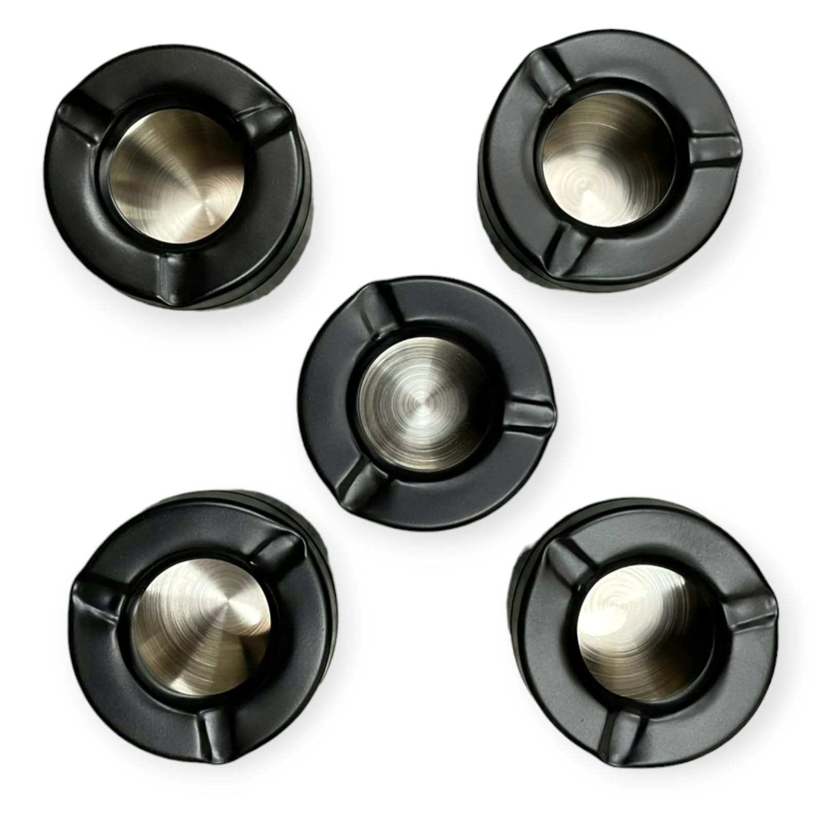 Nooks Stainless Steel Ashtray with Black Lid, Modern Design for Home,Office,Restaurant,Parties in Matt Black (Pack of 5)-image-15