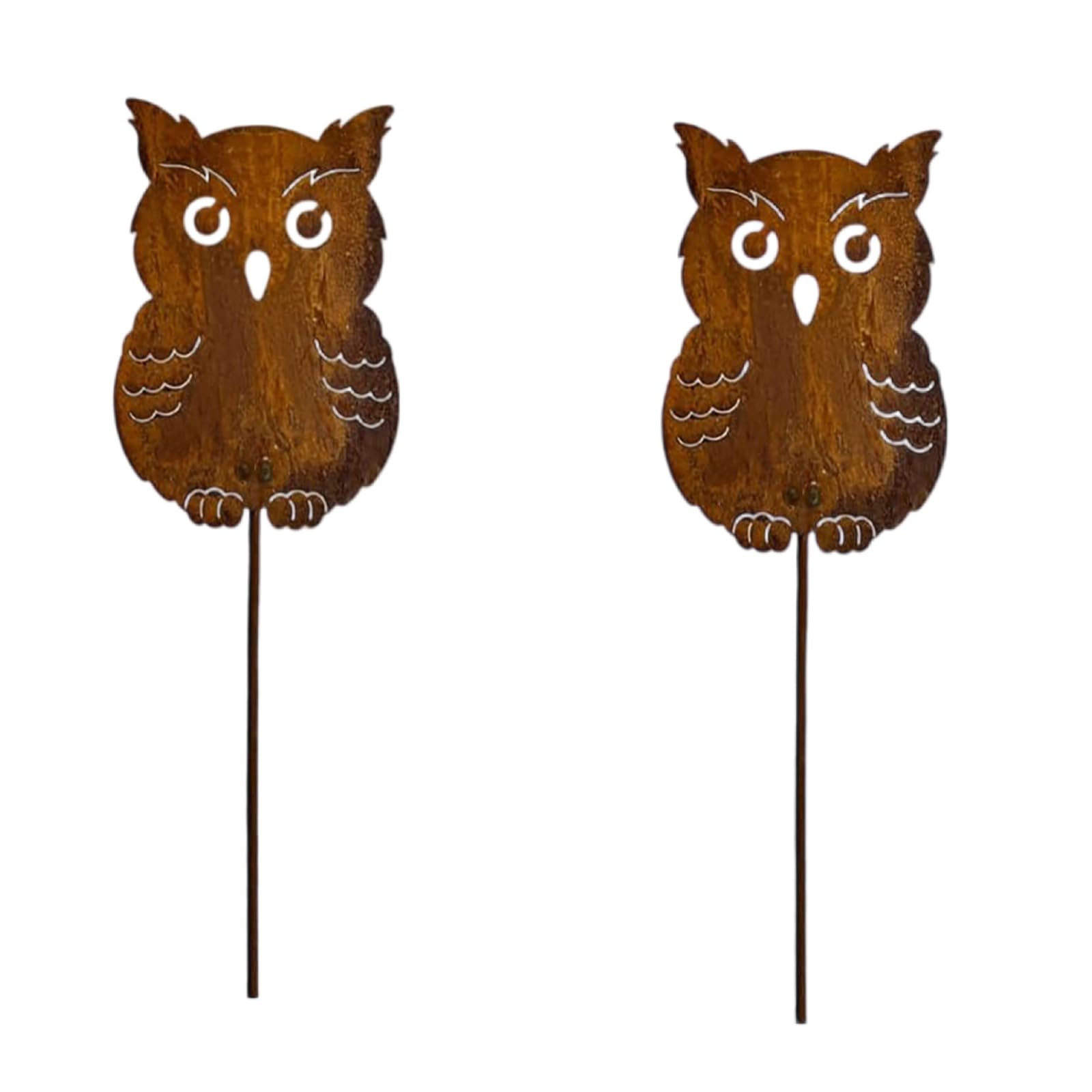 Kahdgss 2 Owls Metal Rusted Animals Garden Stakes Art Statues Backyard Garden Yard Sidewalks Outdoor Backyard Decorations Gift Set