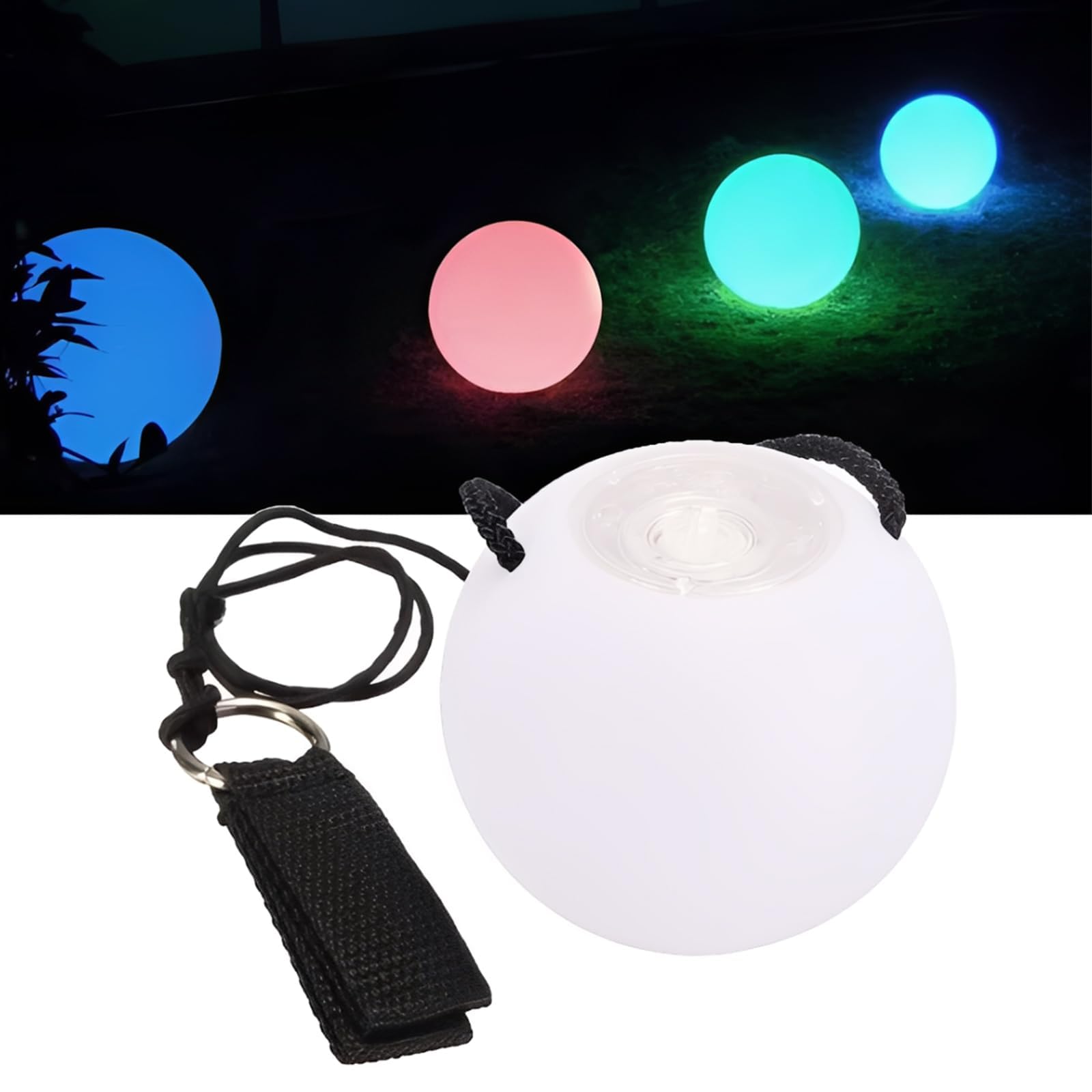 PORFOYO Set di 4 palline a LED Poi Glow, palline in PVC Poi, palline LED Glow Poi con colori arcobaleno e effetto stroboscopico, poi giocoliere luminose, per danza, spettacolo di luci, rave