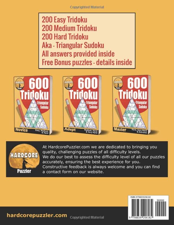 600 Tridoku Puzzles for Adults - Easy to Hard: Triangular Variation on Sudoku for Beginners and Novices Wanting a Challenging Brain Game image 3