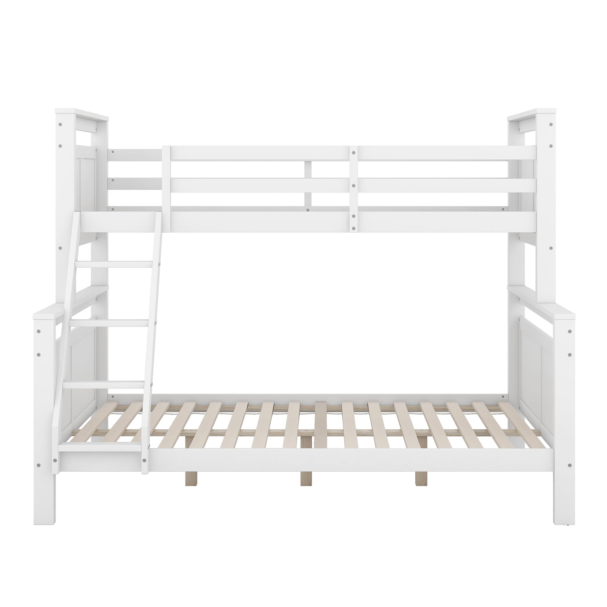 Moimhear - Letto a castello 90 (140) x 200 cm, con scala e ringhiera di sicurezza, trasformabile in 2 letti separati, letto in legno per bambini, ragazzi e adulti, bianco