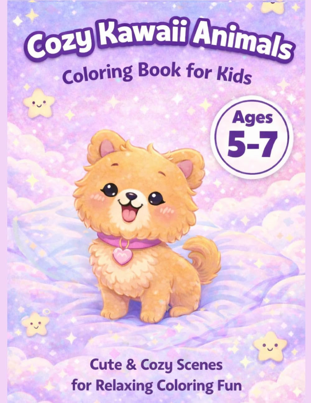 Cozy Kawaii Animals: Coloring Book for kids 5-7 years, cute & cozy scenes for relaxing fun