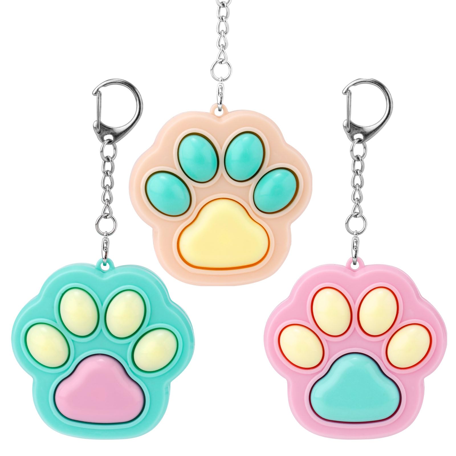 Gosknor 3pcs Cat Paw Fidget Toys Fidget Keychain