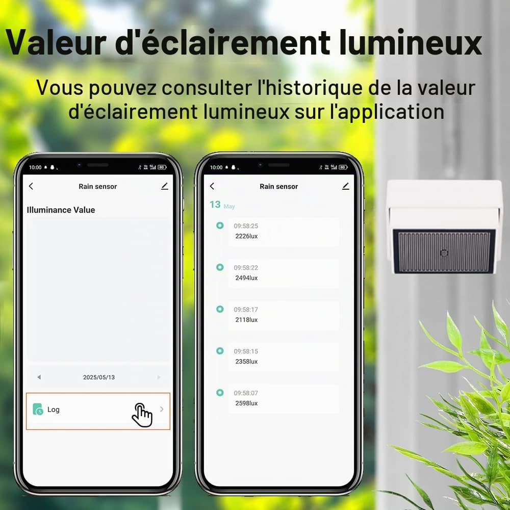 Capteur de Pluie Haozee Tuya Zigbee avec capteur de lumière, nécessite TUYA HUB, Prend en Charge Zigbee2mqtt Home Assistant, IPX4 étanche pour Une Utilisation en extérieur