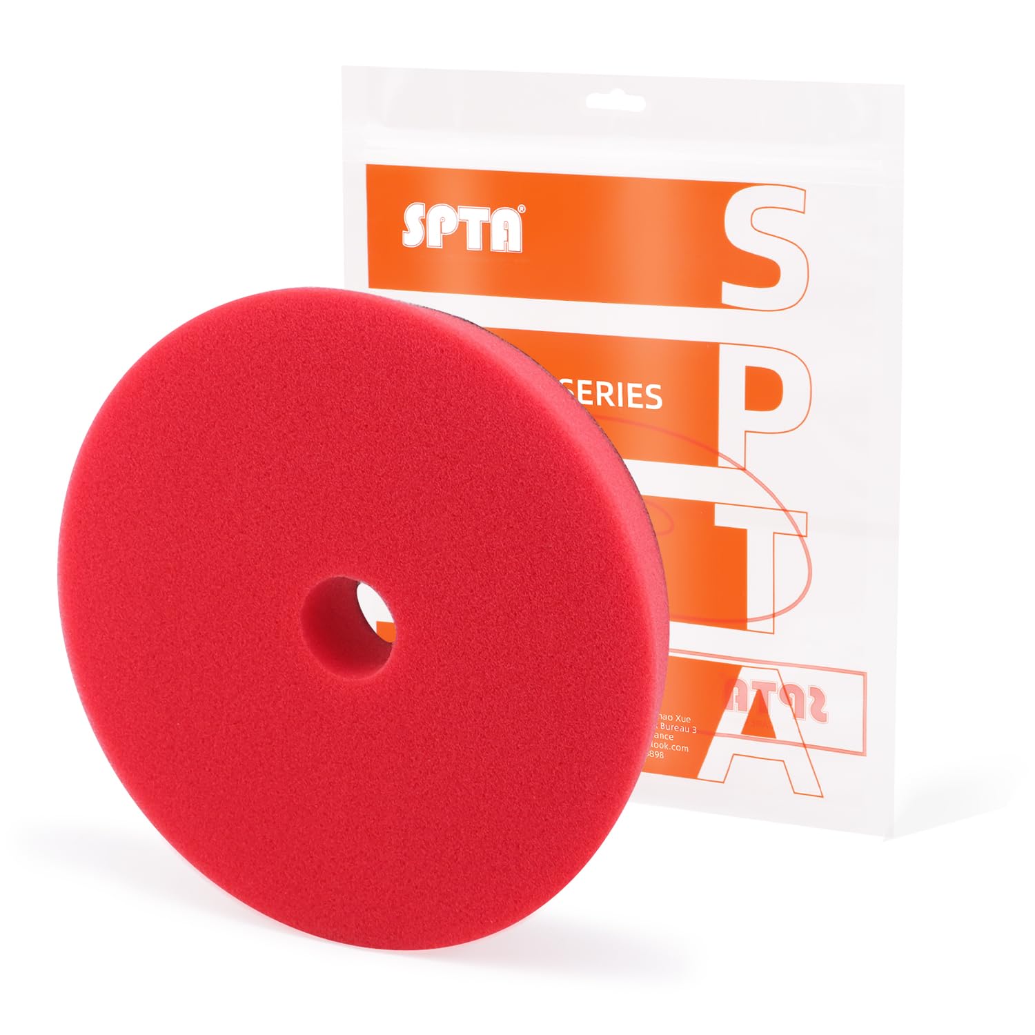 SPTA Red T10 Ultra-Fine Finishing Foam Polishing Pads, 1Pc 6.5 Inch Face for 6 Inch 150mm Backing Plate Compound Buffing Sponge Pads for Car Buffer Polisher Compounding, Polishing and Waxing -FPBFS6R