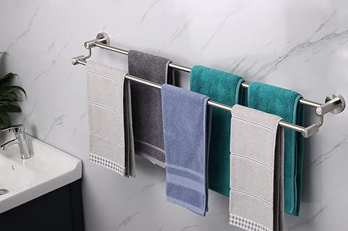 Miniatura 2 de TocTen Toallero de baño doble  Toallero grueso de acero inoxidable SUS304 para baño, accesorios de baño, toallero doble resistente montado en la