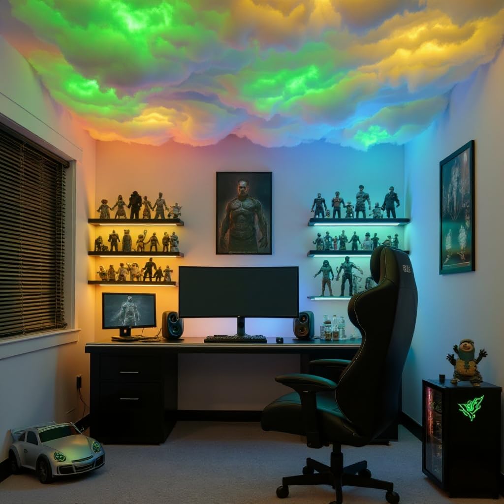 Luce LED Thundercloud in cotone 3D USB, fai da te RGB+IC che insegue le luci della nuvola del soffitto con APP e telecomando per la decorazione della stanza