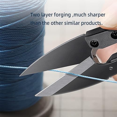 Miniatura 2 de WUTA 10 tijeras de corte de acero negro en forma de U, tijeras de metal antioxidante para bricolaje, artesanía en cuero, suministros para el hogar