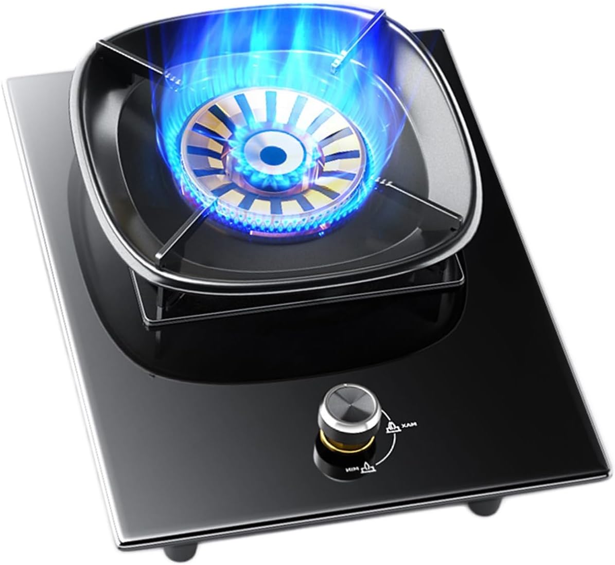 Portable Gas Stove,5.2KW Fire Ring Frying Pan,Tempered Glass Freestanding Cooktop,with Flameout Protection,NG/LPG Source Kit(NG)