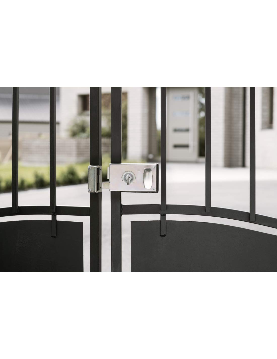 THIRARD - Cerradura Horizontal en Superficie con Llave y Eje para Portón - Izquierda - Eje 58 mm - 140 x 80 mm - Zincada - 2 Llaves - Caja y Cerradero de Acero - Cerrojo - Mecanismo de 2 Vueltas