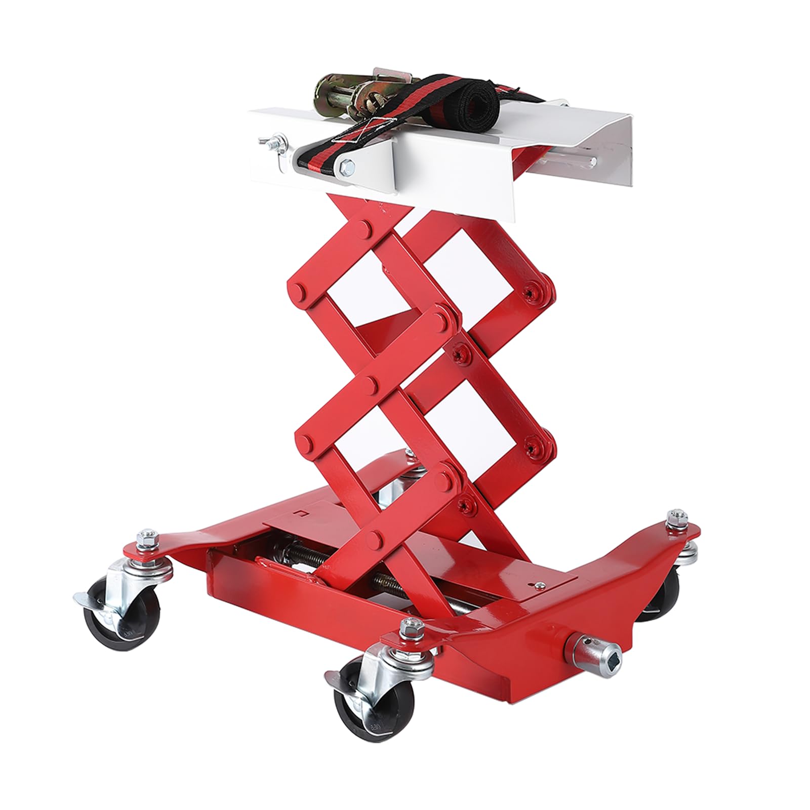 Garvee Transmission Jack 450 LBS Capacity: Low Profile Lift with 2M Safety Straps &amp; 4 Brake Wheels, 7-23 Inch Range for Car &amp; Truck Repair (Red)