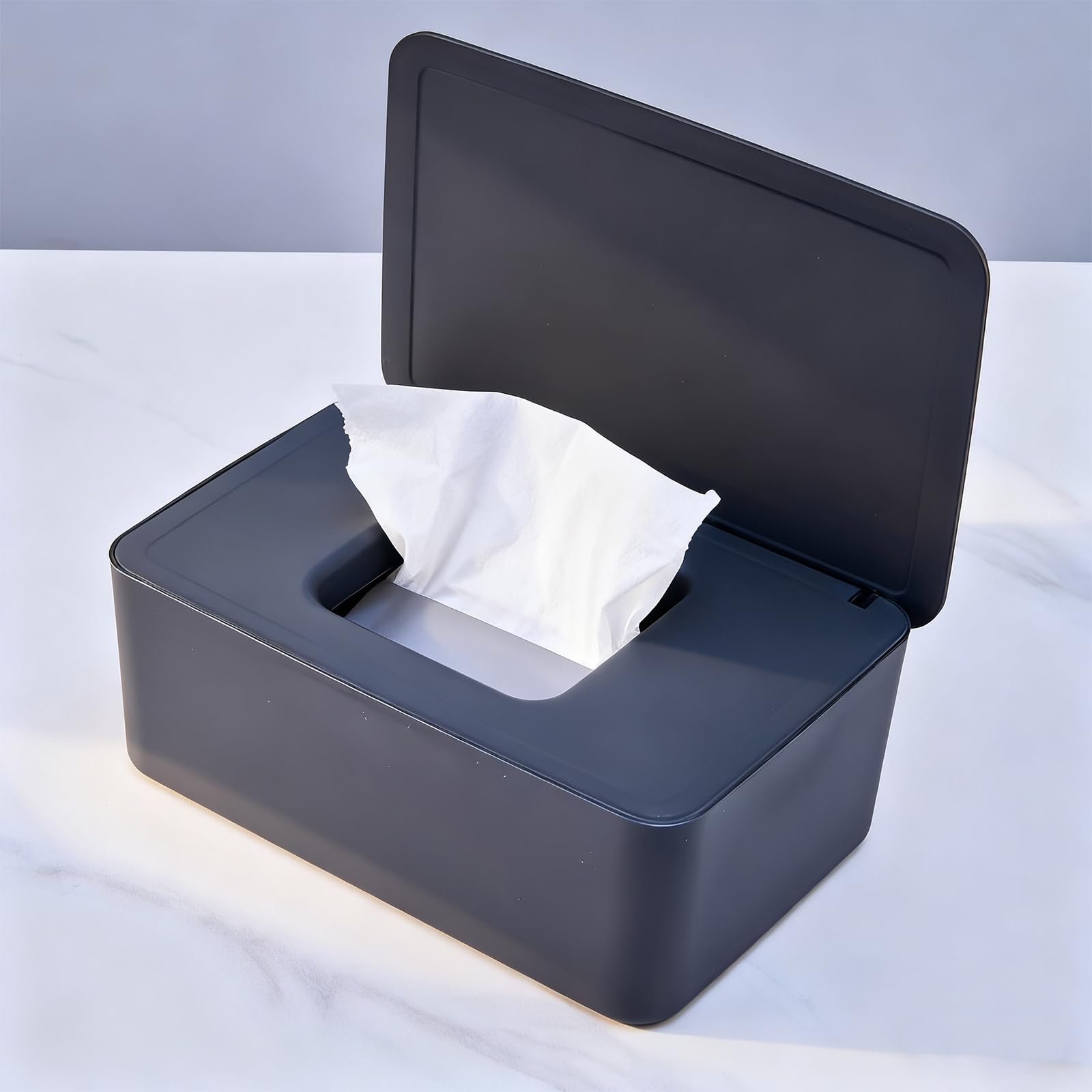 Amazon｜モダンティッシュボックスカバー、ブラックプラスチック