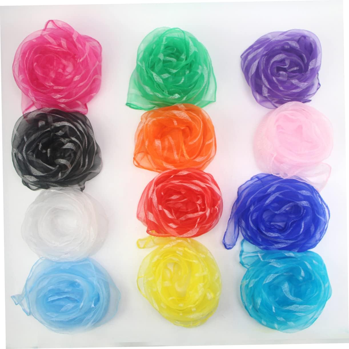 COLLBATH 20pcs Play Silks for Toddlers Boys and Girls Scarves Square Veil Nylon Dance Veil for Boy Girl Easy to Clean Random Color