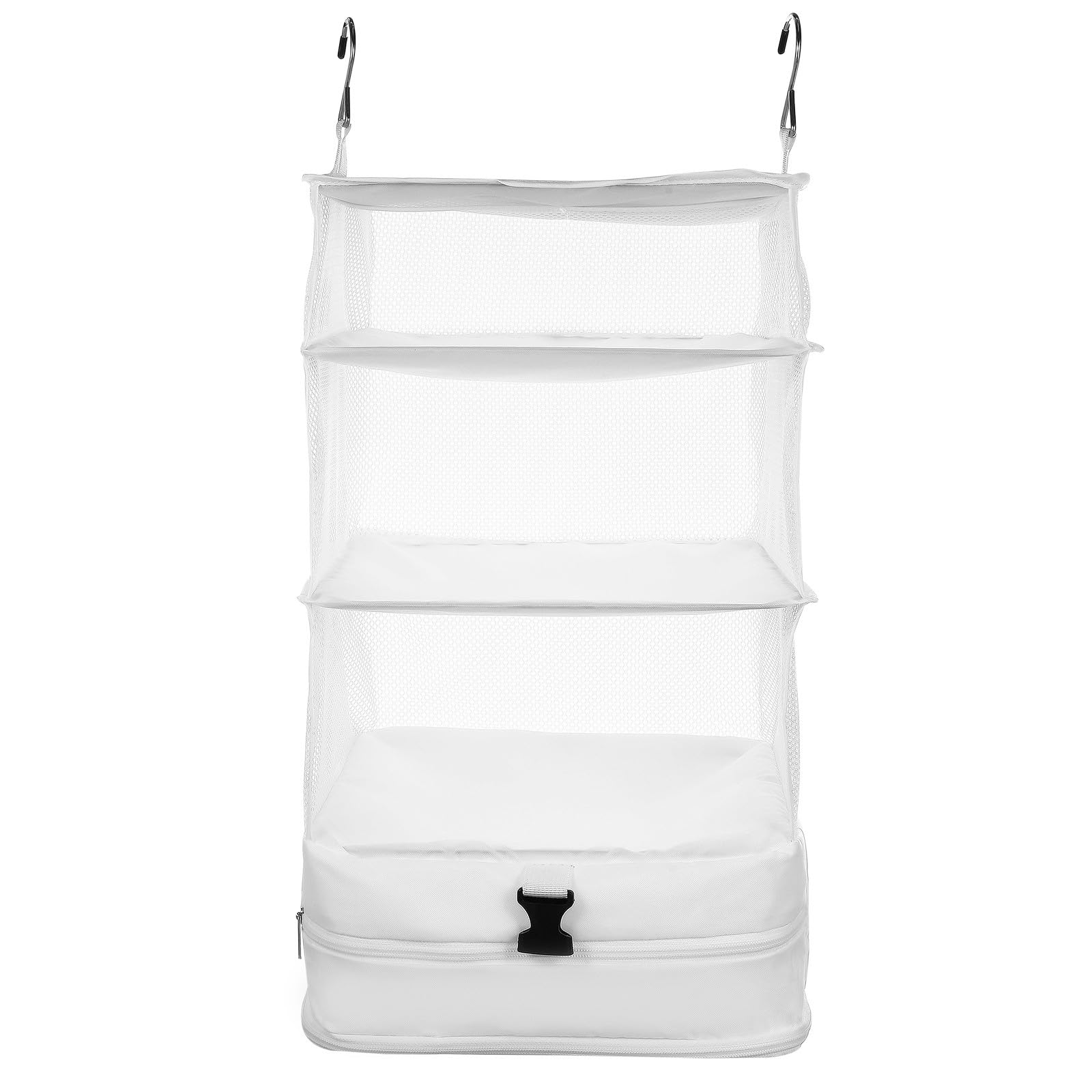 Organizador de Armario Portátil de Tela Oxford Tres Compartimentos Colgantes para Ropa, Bolsa de Almacenamiento de Color Claro Adecuada para Viaje y Organización Diaria