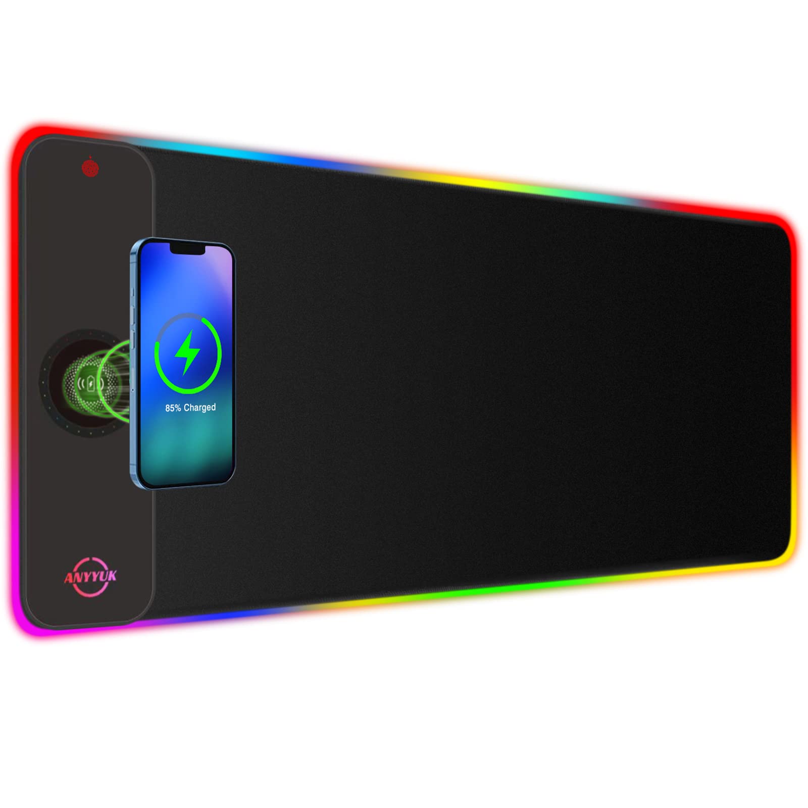 Computer Mouse Rug Pad With RGB Wireless Charging, Extended Gaming Surface, Customizable Desktop Keyboard Pad, Non Slip Base From Guan04, $25.17