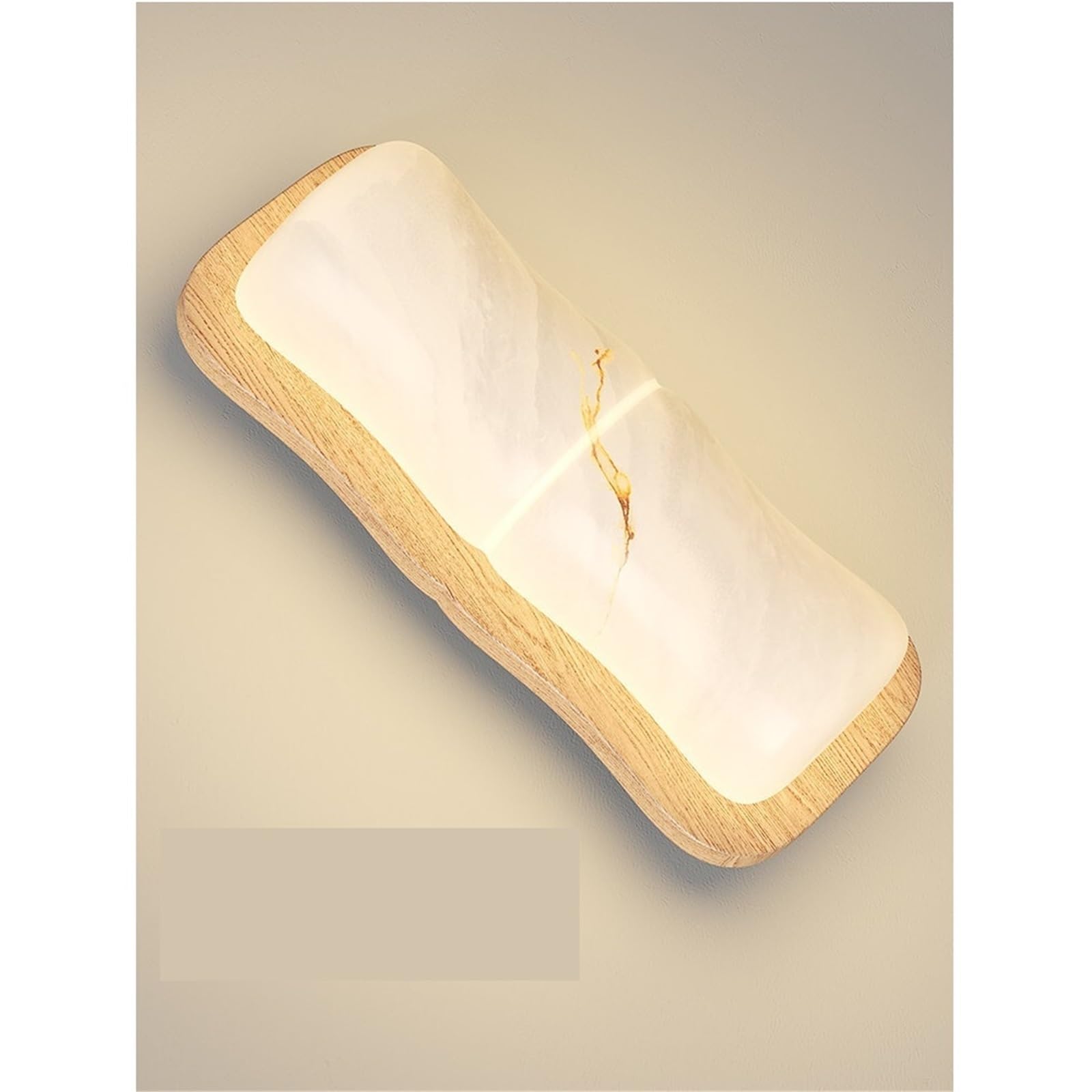 Wood Frame Wall Sconce, PE Shade LED Lamp Bagno