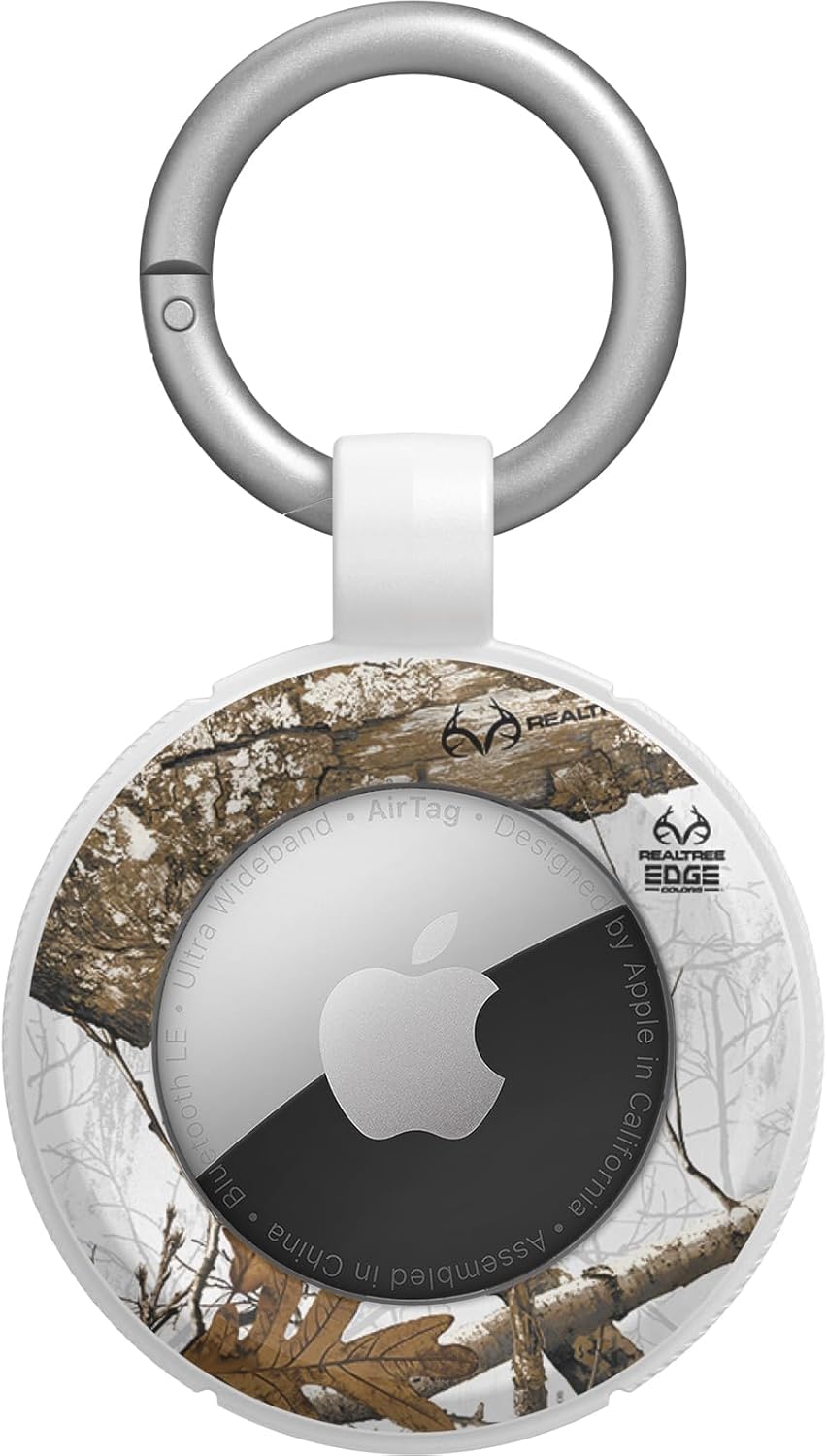 OtterBox Air Tag Case - Rugged Series - Secure Holder - Quick Install - Includes Durable Carabiners - Realtree Camo White