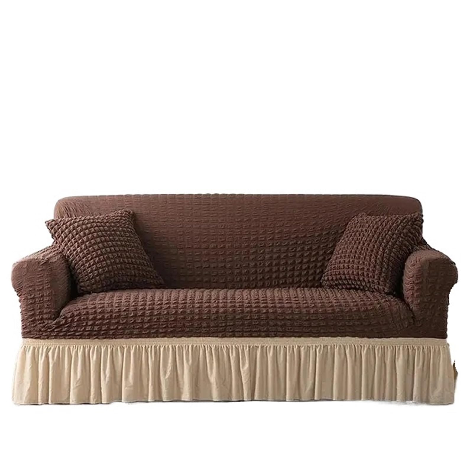 SUBLXPoten Sofa Cover with Skirt Pink Plaid Skirt Stretch Sofa Cover for Living Room 1 2 3 4 Seat Armchair L Shape Couch Covers(Color 22,3-seater 170-230cm)