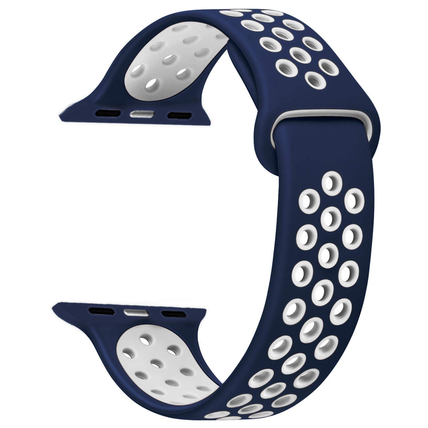Microsonic Apple Watch Series 4 40mm için Kordon Rainbow Band Lacivert Beyaz [Watch Series 4 40mm ile Uyumlu Kordon - Lacivert Beyaz]