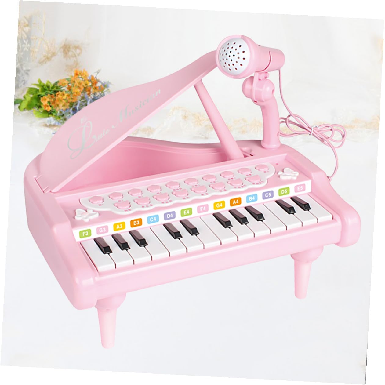 ifundom Pianoforte Elettronico per Ragazzo Ragazza con Microfono Tastiera Portatile in Plastico Giocattolo Educativo Musicale per Apprendimento Precoce e Divertimento
