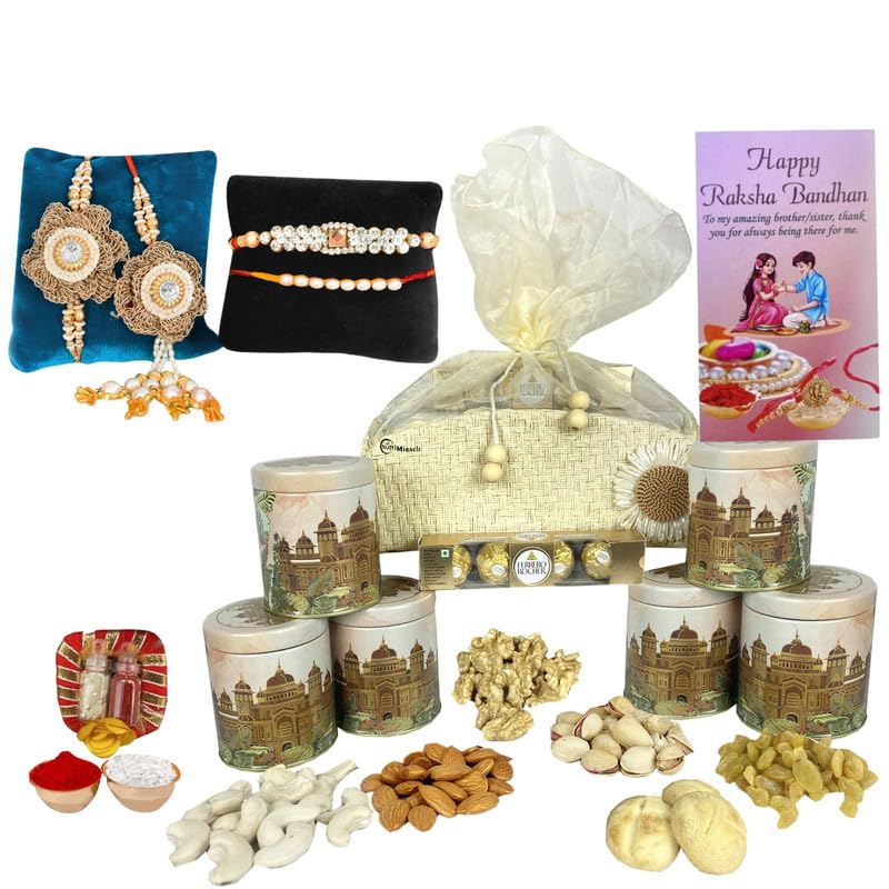 Image of NUTRI MIRACLE Rakhi Celebration Box with Handpicked Nuts and Chocolates | Birthday Gifting Hamper Featuring Nut Mix and Gourmet Treats