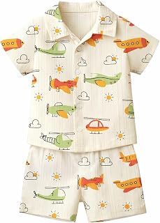 BAREBLISS Cotton Blend Co-ord Set With Car Printed | Summer Short Sleeve Shirt and Shorts Set | Kids Casual Shirt & Shorts... Price In India