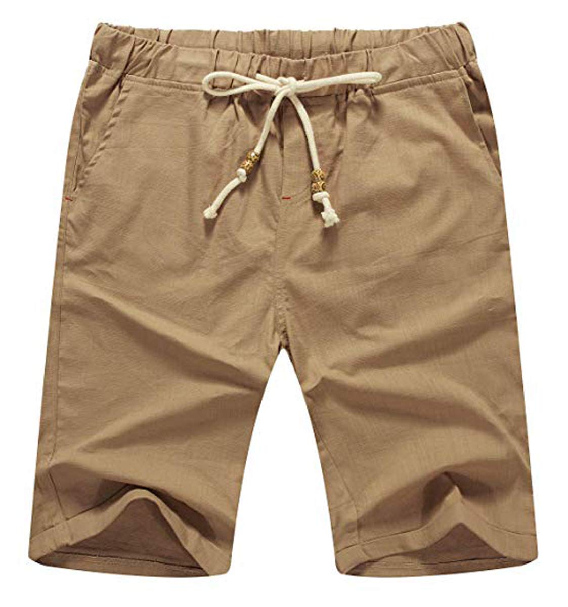 NITAGUT Men's Linen Casual Classic Fit Short Drawstring Summer Beach Shorts