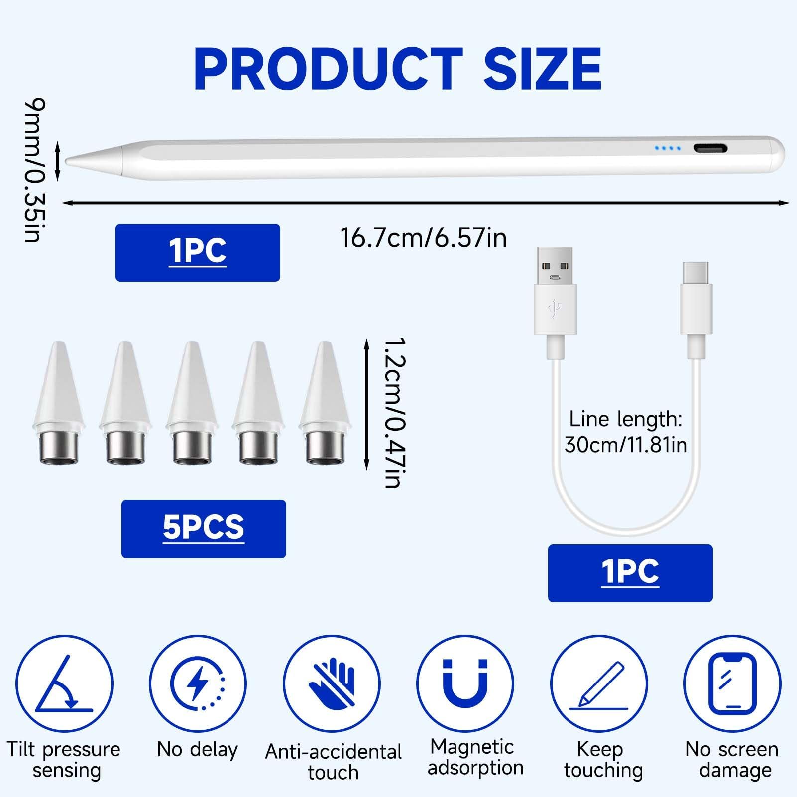 Penna Universale per Tablet Compatibile iPhone Samsung Huawei Xiaomi Touch con 4 Punte Ricambio Rifiuto Palmo Sensibilità Inclinazione