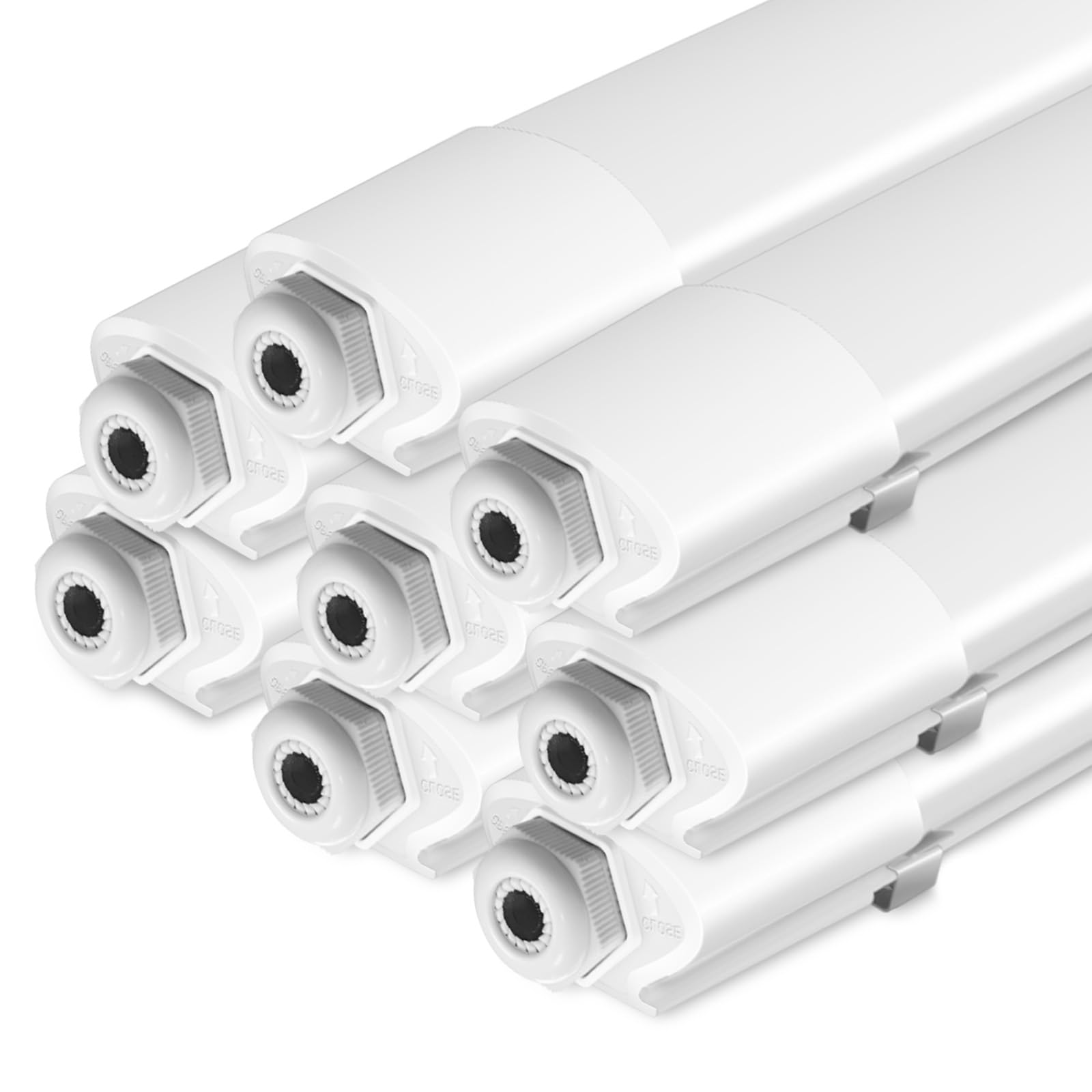 Peasur 8 Stück Feuchtraumleuchte LED 60CM, 3000K/4000K/6500K LED Deckenleuchte Röhre 18W 1980LM Leiste Flach, IP65 Wasserfest Lampe Lichtleiste für Werkstattlampe Kellerlampe Leuchtstoffröhre