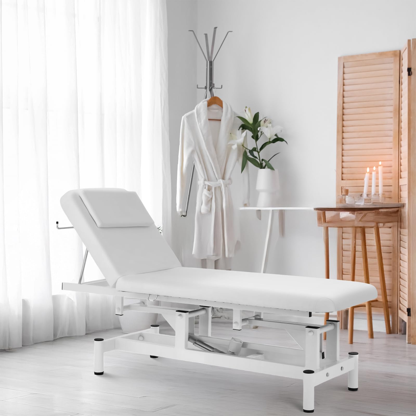 physa Lettino estetista - 50 W - 150 kg - Bianco Poltrona pedicure Lettino da massaggio Lettino elettrico estetista Poltrona tattoo