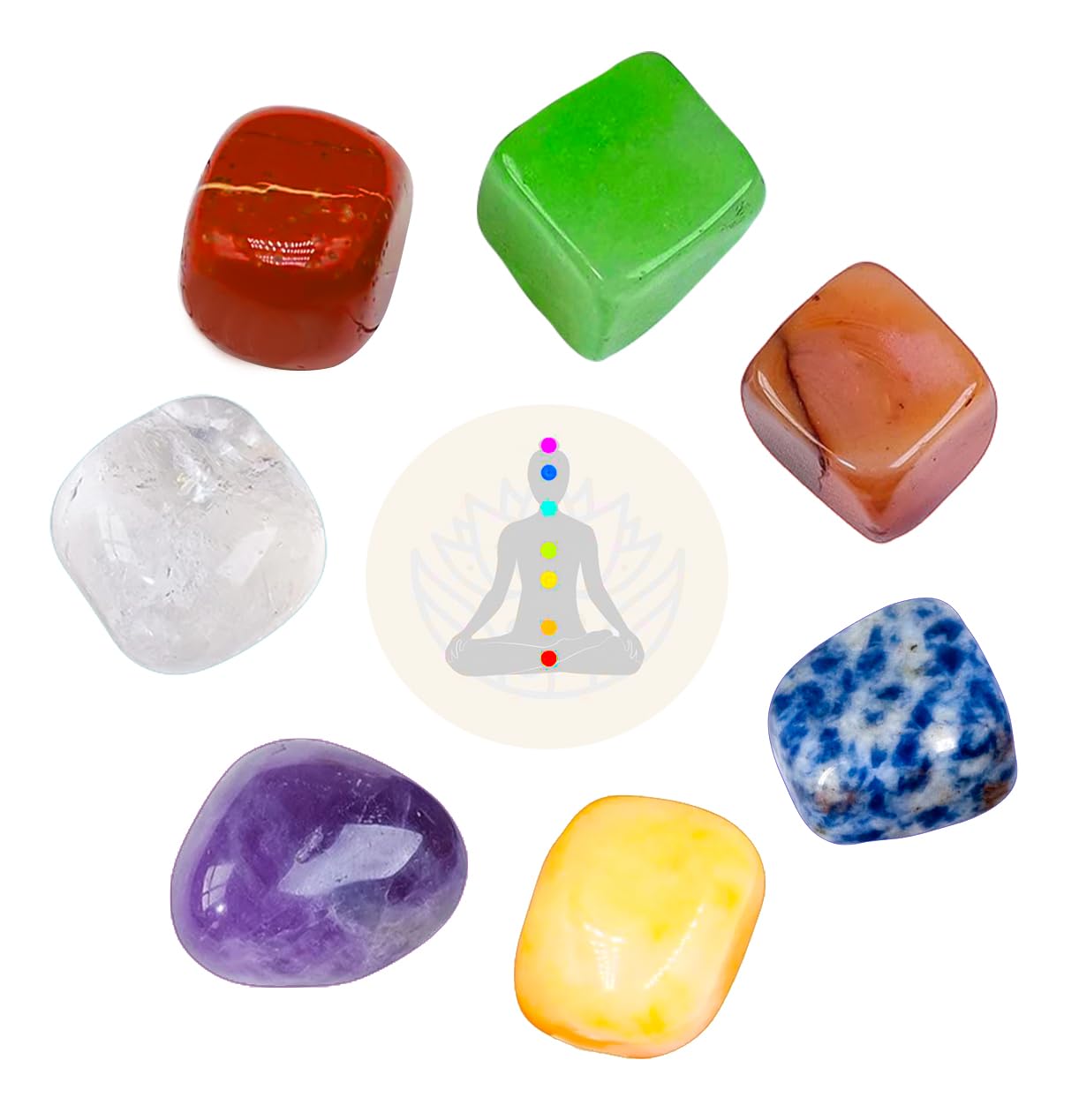 7 Piedras naturales 7 chakras Cuarzo blanco amatista aventurina cristales curativos Pulidos Terapias y meditación (7 chakras)